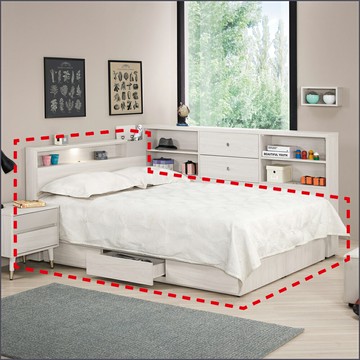 5尺床頭片+三抽床底 標準雙人 床台 床組 【149B12821】Leader傢居館149-374+597