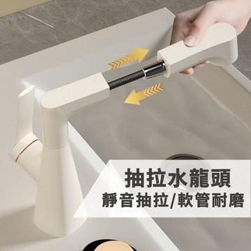 抽拉水龍頭 伸縮水龍頭 廚房水龍頭 冷熱水龍頭 臉盆水龍頭 面盆水龍頭 起泡器 萬向水龍頭 廚房龍頭 【台灣出貨】