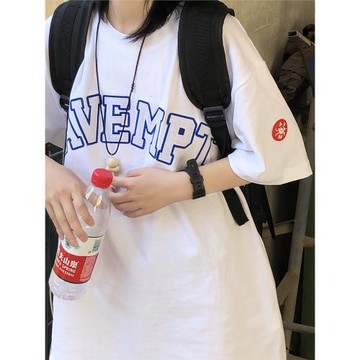 LIFE CAVEMPT刺繡字母日系寬松重磅街頭CE情侶t桖男女同款短袖