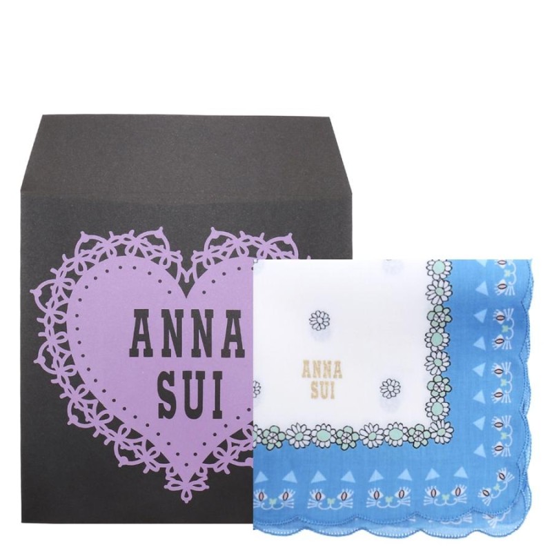 アナスイ ANNA SUI ハンカチ ネコ 花 大判 大きめ かわいい