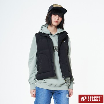 女裝 寬版羽絨背心-黑色 (550031) 【5th STREET】【APP下單天天10%回饋】★冬裝下殺 最高折426