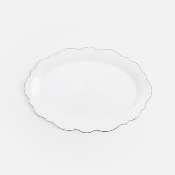 克萊歐骨瓷橢圓盤30.5cm 花邊白
