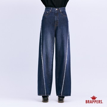 BRAPPERS 女款 Boy friend系列-高腰全棉寬褲-深藍