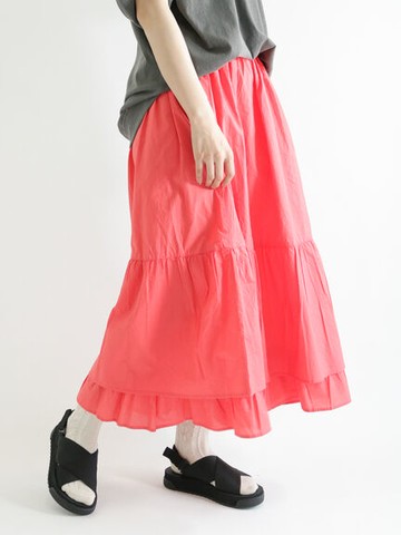 素面分層設計純棉長裙(FL26L0L0480) - Samansa Mos2