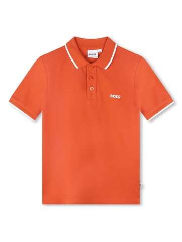 BOSS Kidswear - logo-print cotton polo shirt - kids - pure cotton - 12 - Orange