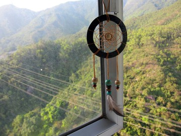 捕夢網//掛飾//木圈//墨綠