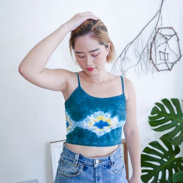 綠花磚 手染細肩帶/寬肩帶背心