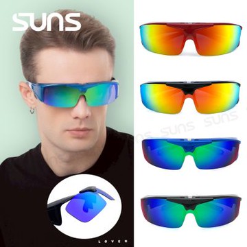 【SUNS】上翻式偏光墨鏡 REVO水銀運動太陽眼鏡 抗藍光+抗UV400/可套鏡/防眩光/遮陽