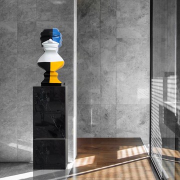 拼色人頭雕塑擺件現代輕奢酒店會所樣板間售樓處玄關過道人物藝術