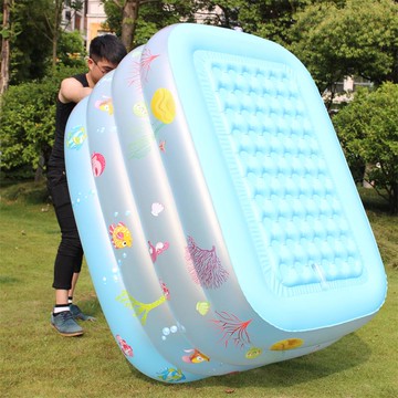 充氣泳池 充氣水池 大型兒童充氣墊游泳池家用小孩水池戶外洗澡桶加厚成人折疊戲水池『ZW10406』