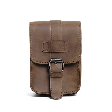 【品樂．BAO】Lance雙層復古磁扣斜背腰包手機包(咖啡)