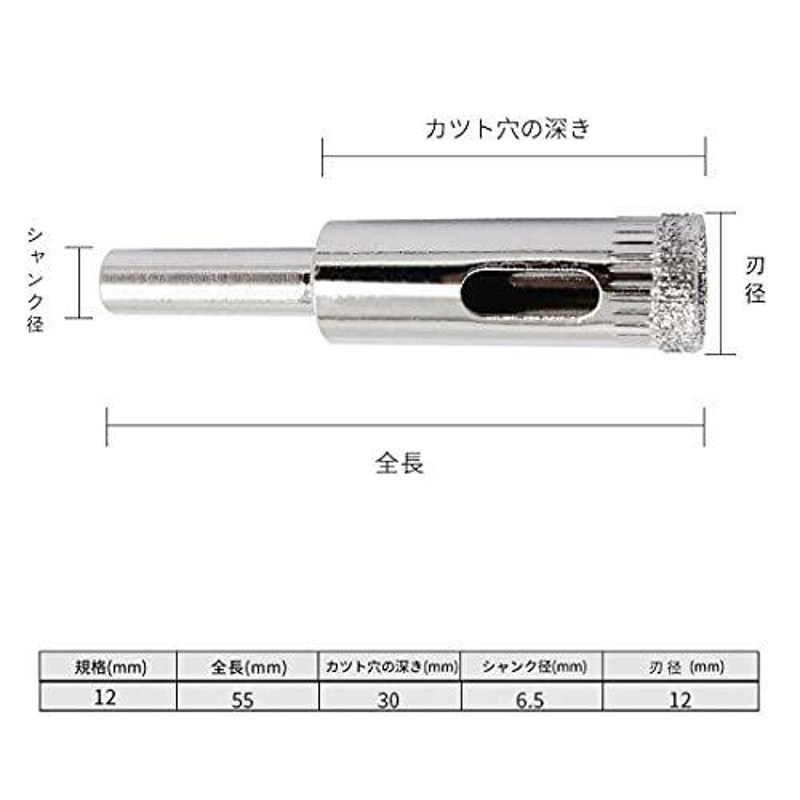 在庫限り ダイヤモンドホールソー コアビット 超硬 切削 陶器 大理石 ガラス タイル など 穴あけ mm