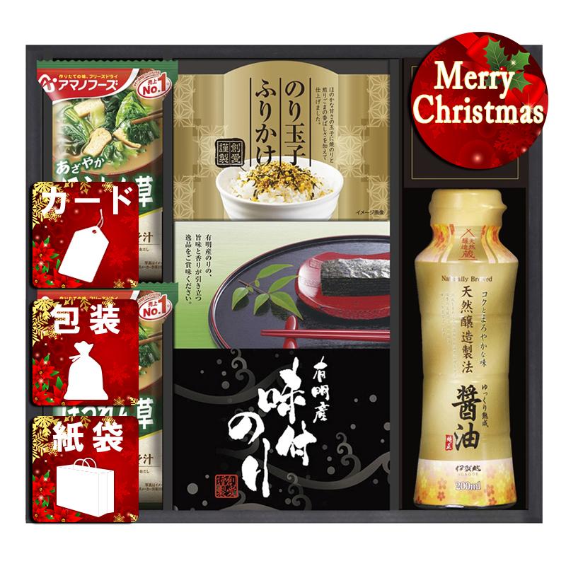 クリスマス プレゼント ギフト 惣菜 みそ汁 ラッピング 袋 カード アマノフリーズドライみそ汁＆食卓詰合せ