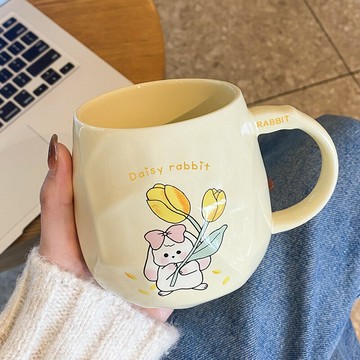 馬克杯早餐杯子女生高顏值馬克杯帶蓋勺可愛情侶辦公室咖啡陶瓷水杯家用【雲木雜貨】