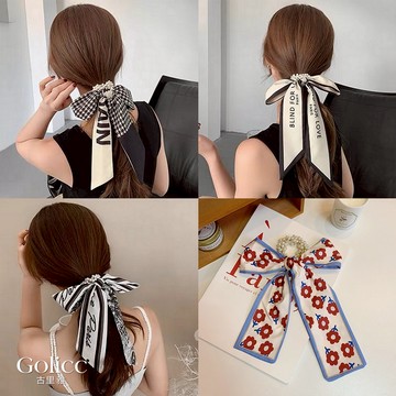 【Golicc】  髮圈 絲巾 飄帶 珍珠