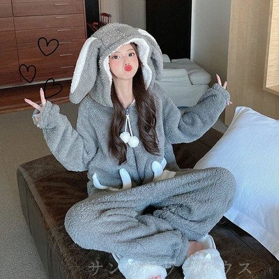 うさぎ ルームウェア 着ぐるみ パジャマ 大人 もこもこ レディース 部屋着 オールインワン 寝巻き ゆったり 女性 通販 Lineポイント最大get Lineショッピング
