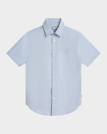 Boy's Logo Embroidered Button Down Shirt, Size 4-5