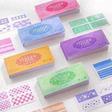 🍋檸檬青🍋瑕疵清倉現貨溫柔時光系列迷你便攜豆豆本基礎裝飾貼紙5款50張入手帳裝飾素材