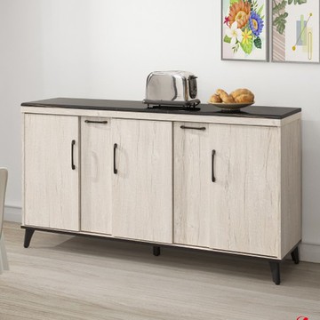 【MUNA 家居】炭燒白橡色5尺石面餐櫃下座/L550-1