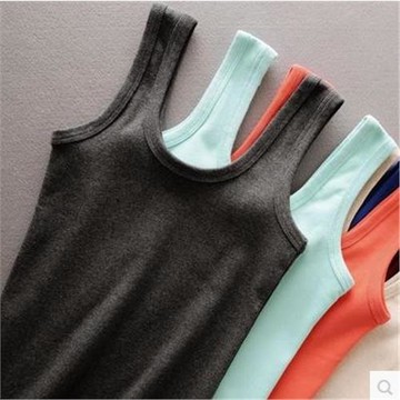 新品磨毛棉質背心 吊帶衫雙U領純色背心韓版新款 女士打底背心