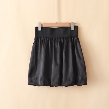 夏季外貿尾單寬松百搭款純色松緊腰蓬蓬裙短裙半身裙女白菜價