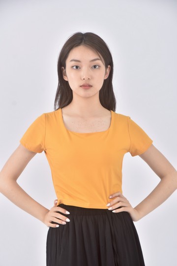 (S) dazy方領黃色短袖上衣