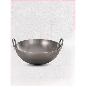 盧記雙耳加厚圓底純鈦無涂層家用商用中式炒菜鍋飯店加深加大鈦鍋