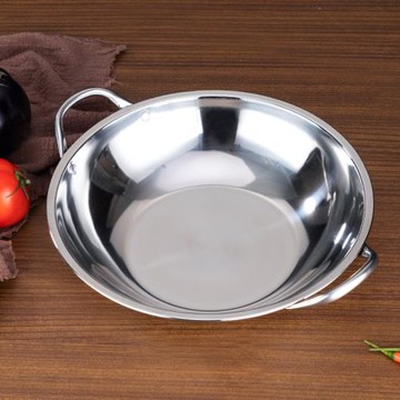 加厚不銹鋼干鍋鍋仔平底鍋雙耳酒精爐小火鍋飯店商用火鍋淺盆小鍋