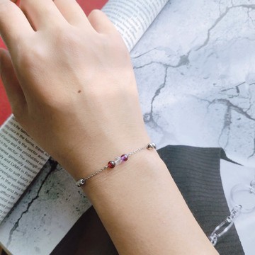 春日香氣。水晶石榴石白鋼手作手鍊  不怕水不變色