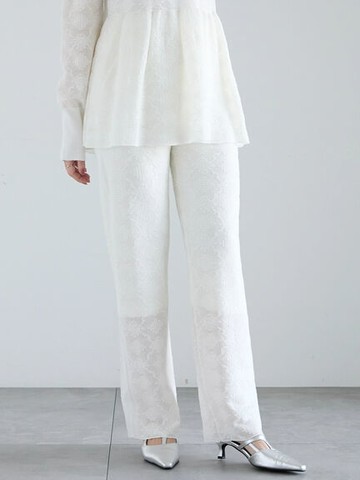 精緻蕾絲直筒長褲(0F000497610) - Te chichi