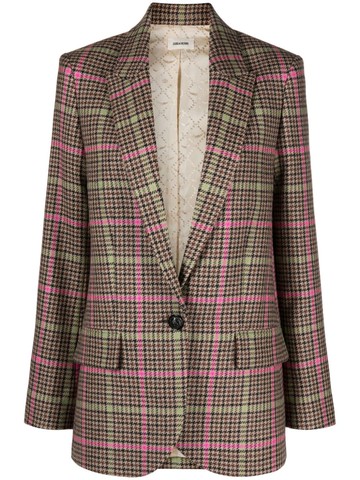 Zadig&Voltaire - plaid-check single-breasted blazer - women - Virgin Wool/Viscose - 36 - Neutrals