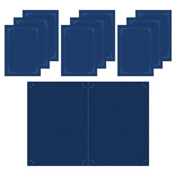 WOOJIN Magic Fabric 插入式紙質獎狀夾 A4 素面 220g  藍色  10個