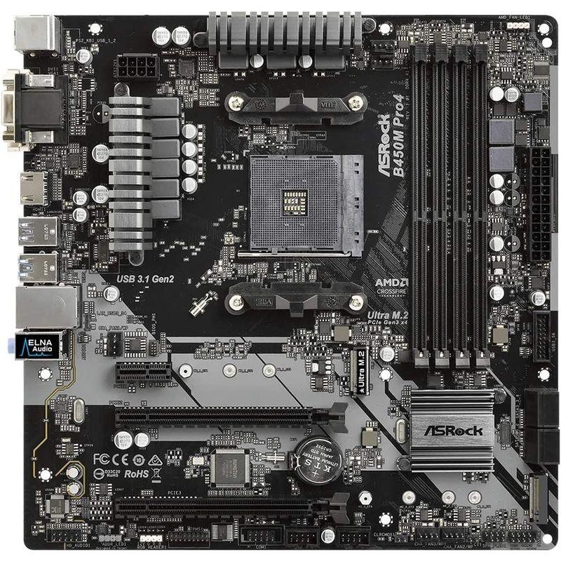 ASRock マザーボード B450 M Pro4 AMD Ryzen AM4 対応 B450 チップ