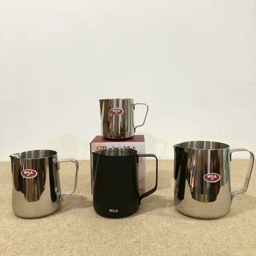 MILA 拉花鋼杯 不銹鋼拉花杯 拉花杯 350ml/600ml/1000ml 杯口拋光 無翻嘴 『歐力咖啡』