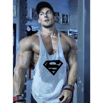 肌肉健身背心男士健美細肩帶印花純棉吊帶運動汗無袖T恤休閑時尚