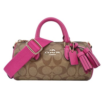 COACH PVC撞色圓筒波士頓包（迷你/卡其桃）_廠商直送