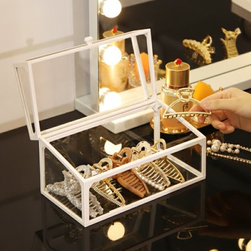 鯊魚夾收納盒抓夾玻璃發箍大容量頭繩皮筋神器大腸發圈首飾品展示