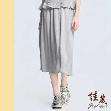 【佳葳Justwear】氣質滿版印花長裙(女下身/女下著/裙子/腰頭彈性/棉質/涼感/滿版/長裙)
