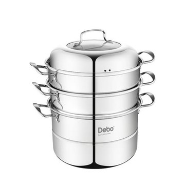 德鉑不銹鋼三層大蒸鍋蒸籠饅頭加厚湯鍋火鍋煤氣灶電磁爐通用現貨