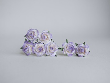 紙花，中心裝飾，50 朵小玫瑰，尺寸 2.5 厘米，紫白色