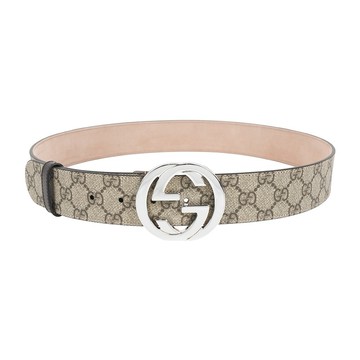 [平輸]GUCCI 大雙G 銀logo防水皮革皮帶 90cm(咖啡色)