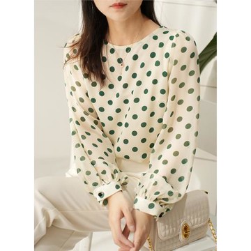 架上有！ 女士波點長袖雪紡襯衫 兩面穿 泡泡袖襯衣 夏款女裝
