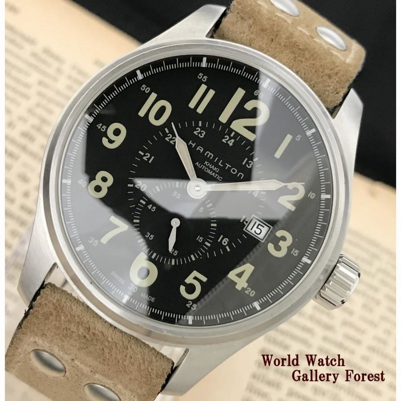 HAMILTON 自動巻き ブラックレザー腕時計42㎜ HAMILTON 自動巻き