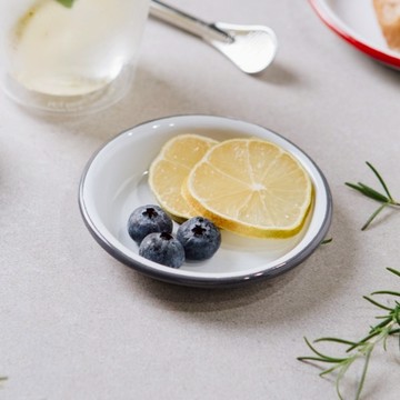 英國 Falcon 10 公分琺瑯醬料小碟 經典灰邊