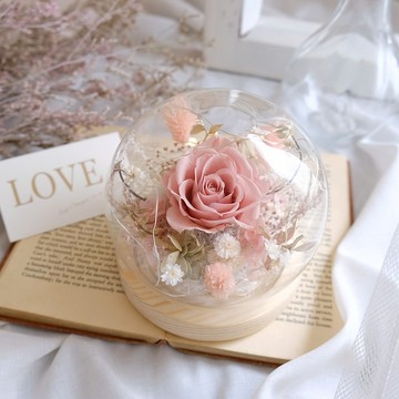 玻璃鐘罩/裸色/永生花/不凋花/乾燥花/小夜燈/母親節/情人節/七夕