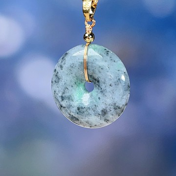 【願‧平安】飄烏雞平安扣吊飾14K包金 | 天然緬甸翡翠A貨 | 送禮