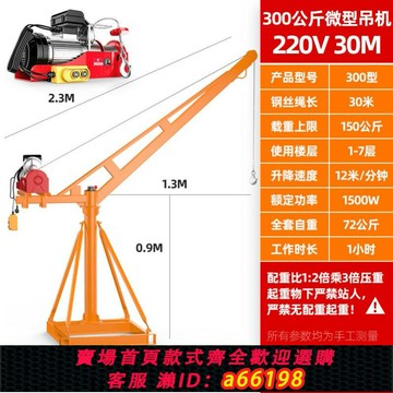 【台灣公司 可開發票】室外吊機電動葫蘆吊車起重小型家用提升降機工地建筑裝修工具220v