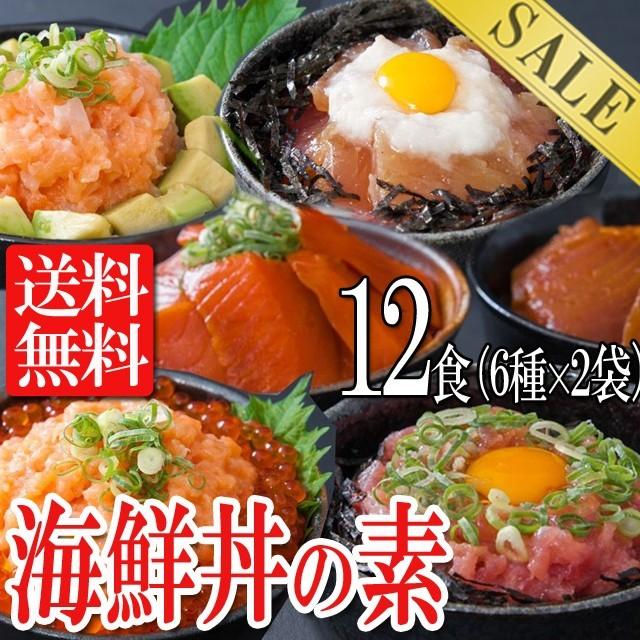 海鮮丼 計12食 マグロ漬け ネギトロ サーモンネギトロ トロサーモン びんちょうマグロ イカサーモン 各2P