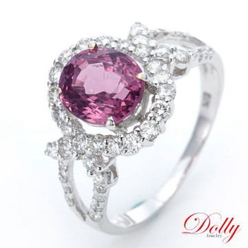 Dolly 18K金 天然尖晶石2克拉鑽石戒指-002