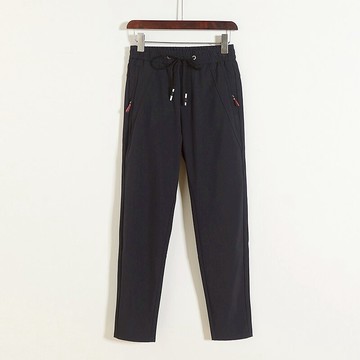 拼接松緊腰系帶休閑褲 春季新款寬松小腳直筒褲 男士長褲子 H/5-4